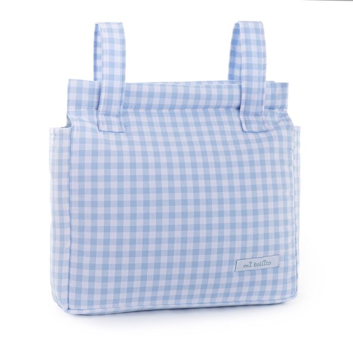 Bolsa organizadora para carro de bebé Mi bollito Azul Vichy 10 x 35 x 35 cm