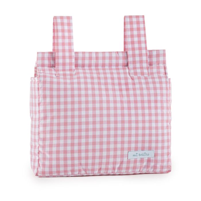 Bolsa organizadora para carro de bebé Mi bollito Rosa Vichy 10 x 35 x 35 cm