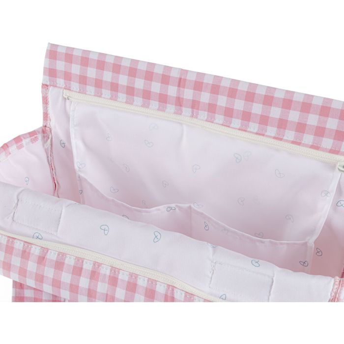 Bolsa organizadora para carro de bebé Mi bollito Rosa Vichy 10 x 35 x 35 cm 2