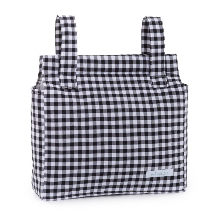 Bolsa organizadora para carro de bebé Mi bollito Negro Vichy 10 x 35 x 35 cm