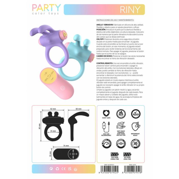 Anillo para el Pene Party Color Toys Lila Silicona 9