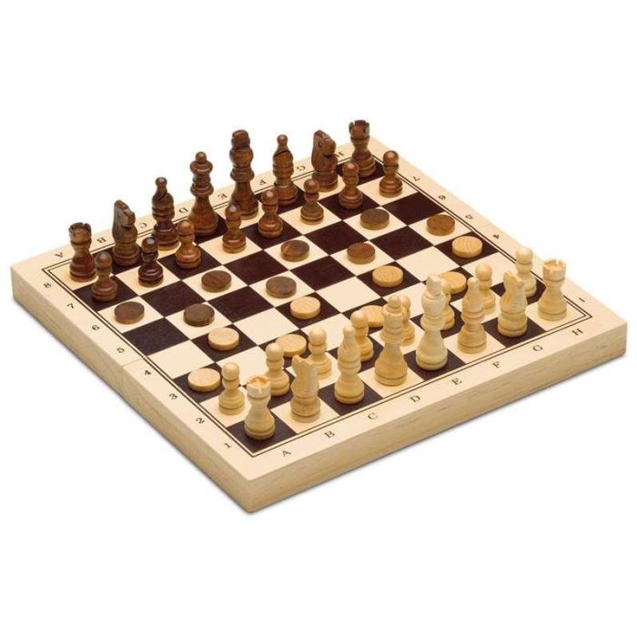 Juego 3 en 1 ajedrez, damas y backgammon de madera 29x29 cm 4 Juego 3 en 1 ajedrez, damas y backgammon de madera 29x29 cm 4