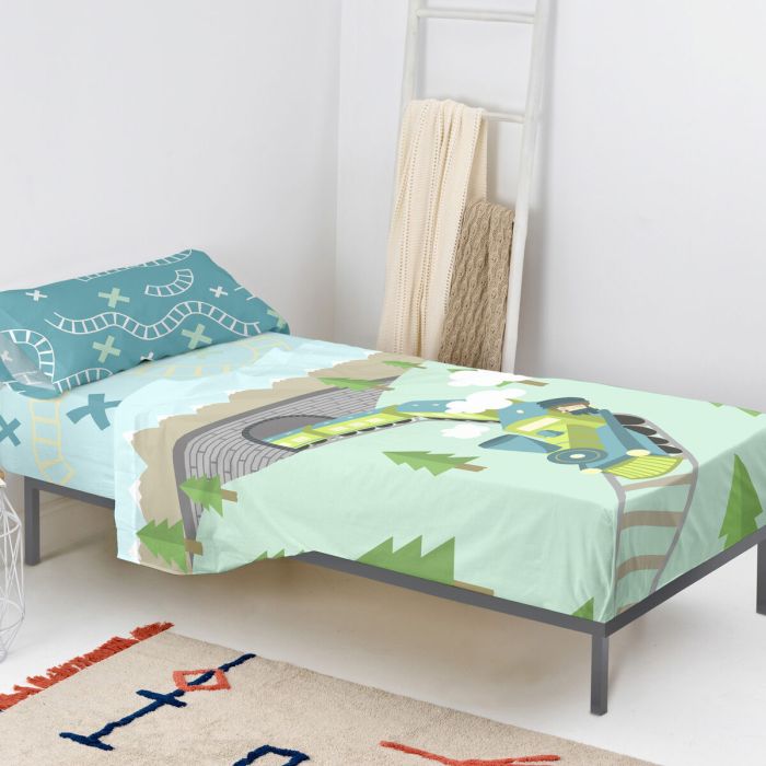 Juego de Sábanas HappyFriday Happynois Train Multicolor Cama de 105 2 Piezas 4