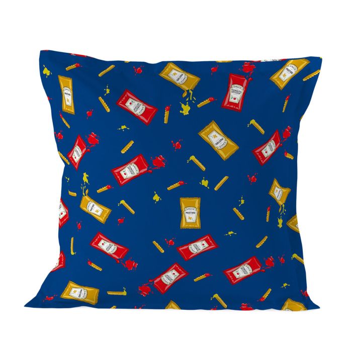 Funda de almohada HappyFriday Baleno Teen Blue Hotdog Multicolor 60 x 60 cm