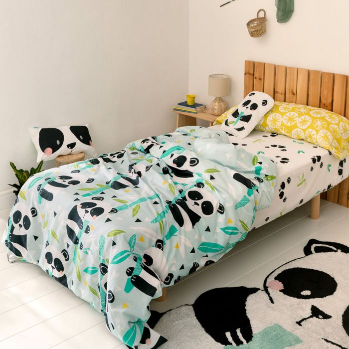 Juego de funda nórdica HappyFriday Azul Cama de 80/90 Oso Panda 2 Piezas 4