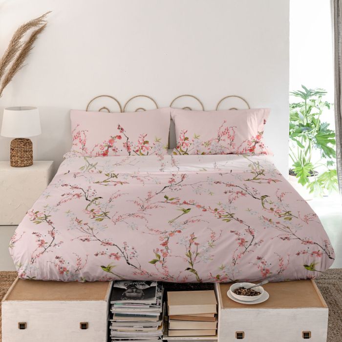 Sábana Encimera HappyFriday Chinoiserie rose Multicolor 260 x 270 cm (asiatico/oriental) 1