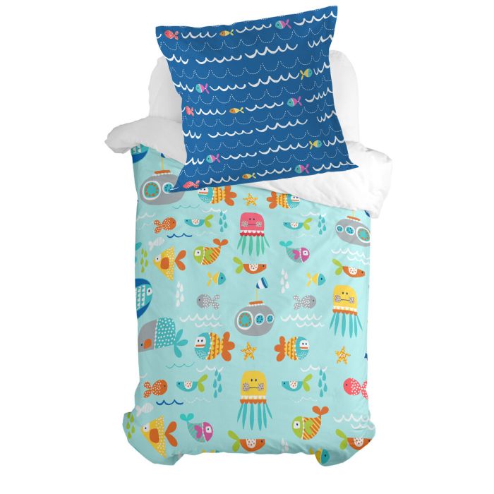 Funda de almohada HappyFriday Moshi Moshi Sea Life Multicolor 80 x 80 cm 1