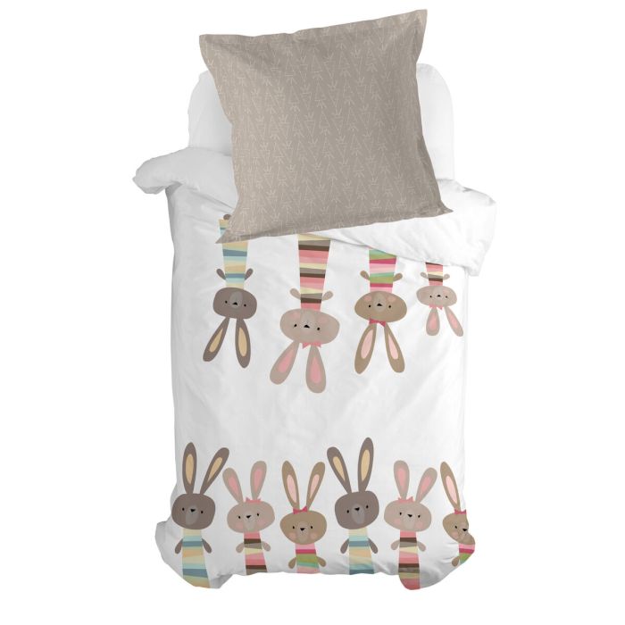 Funda de almohada HappyFriday Moshi Moshi Rabbit Family Multicolor 80 x 80 cm 1