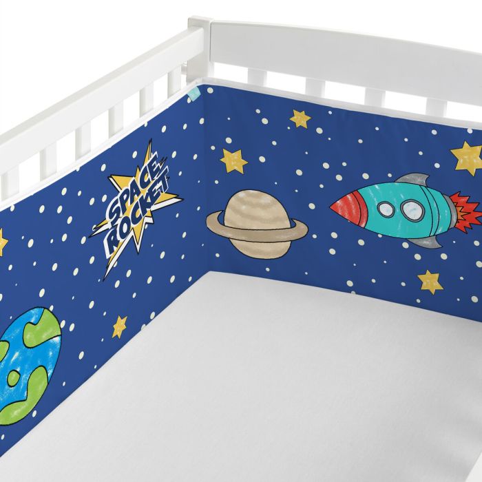 Protector de Cuna HappyFriday Mr Fox Space rocket Multicolor 210 x 40 cm 3