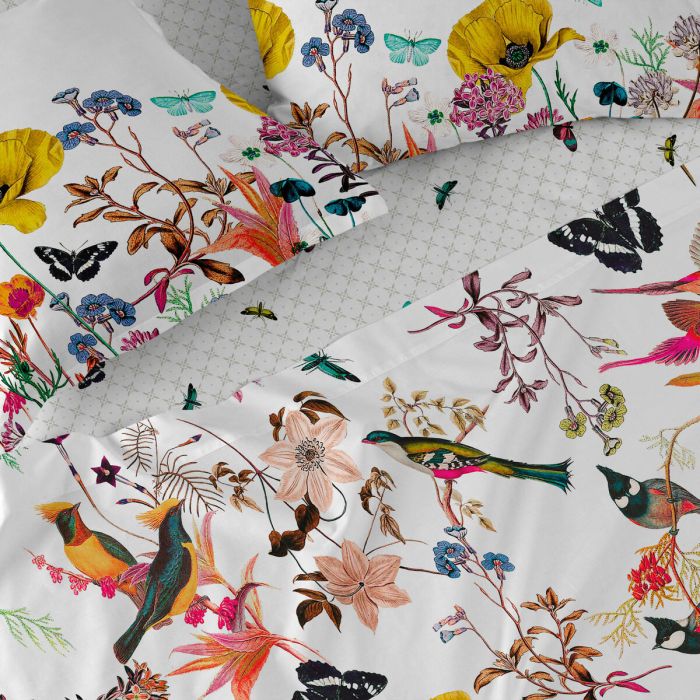 Sábana Bajera Ajustable HappyFriday Birds of paradise Multicolor 140 x 200 x 32 cm 3
