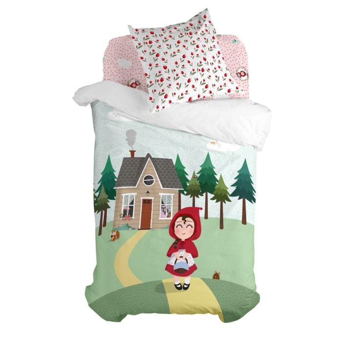 Juego de funda nórdica HappyFriday Mr Fox Red riding hood Multicolor Cama de 80 2 Piezas