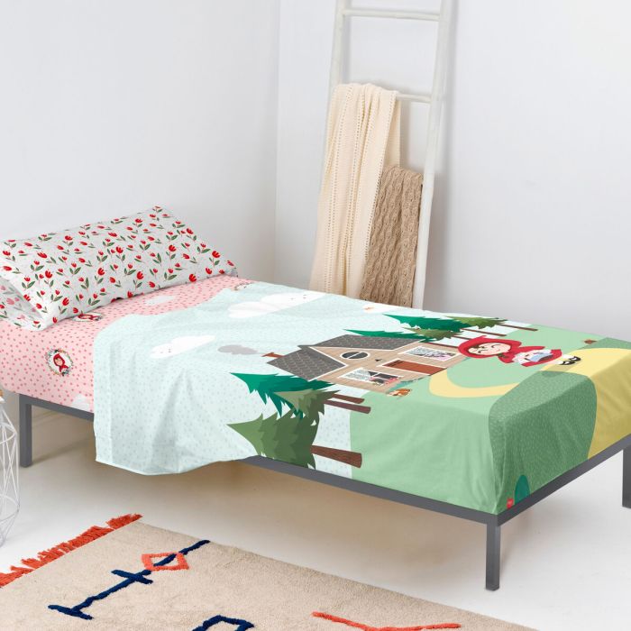 Juego de Sábanas HappyFriday Mr Fox Red Riding Hood Multicolor Cama de 80/90 2 Piezas 4