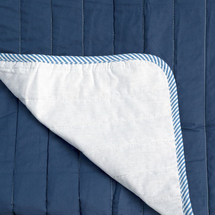 Colcha Reversible HappyFriday Basic Dash Blanco Azul marino 180 x 260 cm 3