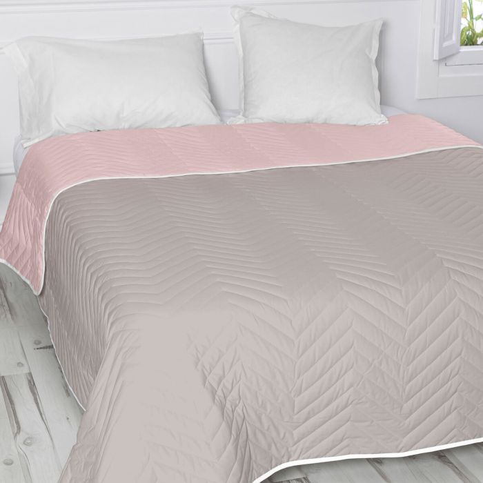 Colcha Reversible HappyFriday Basic Arista Gris Rosa claro 240 x 260 cm 2