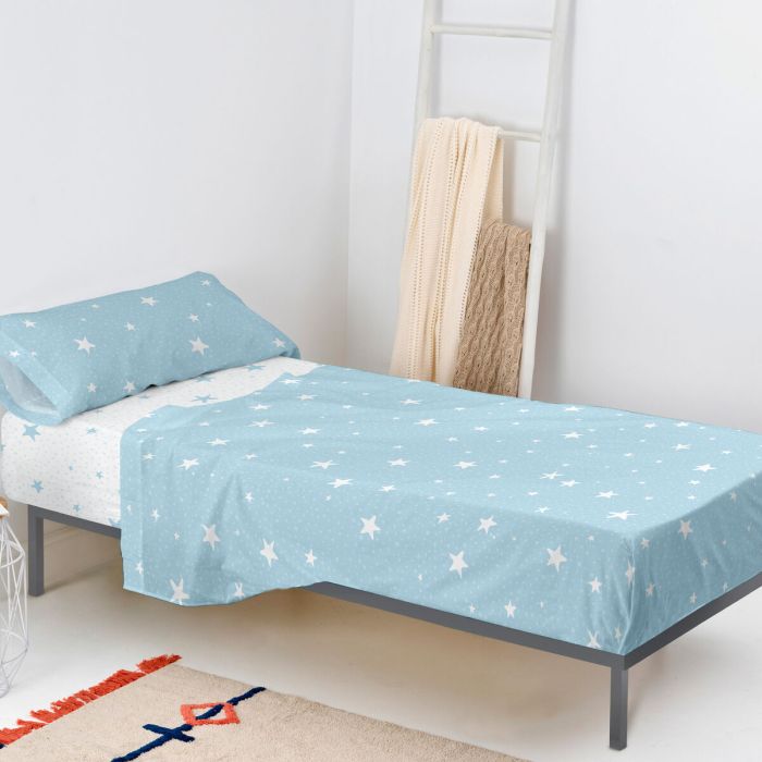 Juego de Sábanas HappyFriday Basic Kids Little star Azul Cama de 80/90 2 Piezas 3