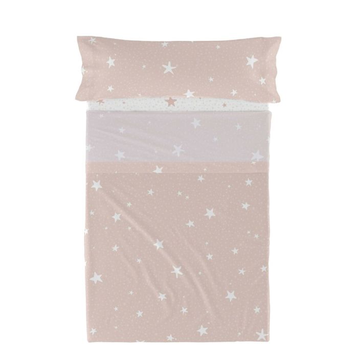 Juego de Sábanas HappyFriday Basic Kids Little star Rosa Cama de 105 2 Piezas 1