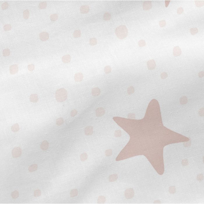 Sábana Bajera HappyFriday BASIC KIDS Blanco Rosa 60 x 120 x 14 cm Estrellas 1