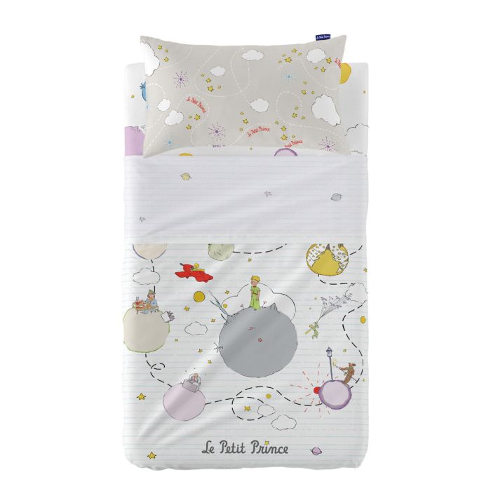 Juego de Sábanas HappyFriday Le Petit prince Voyageur Multicolor Cuna de Bebé 2 Piezas