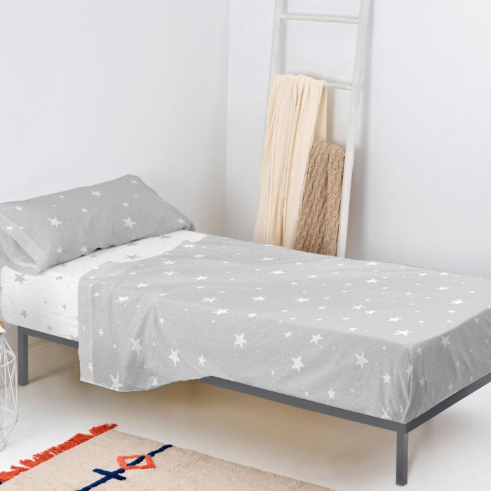 Juego de Sábanas HappyFriday Basic Kids Little star Gris Cama de 105 180 x 270 cm 2 Piezas 4