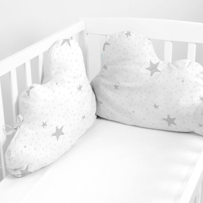 Protector de Cuna HappyFriday Basic Kids Little star Gris 60 x 40 cm 2