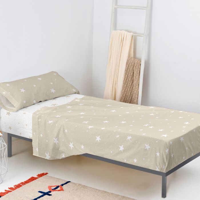 Juego de Sábanas HappyFriday Basic Kids Little star Beige Cama de 105 180 x 270 cm 2 Piezas 4