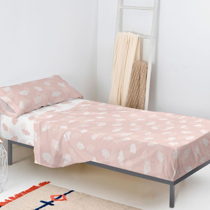 Juego de Sábanas HappyFriday Basic Kids Clouds Rosa Cama de 105 180 x 270 cm 2 Piezas 4