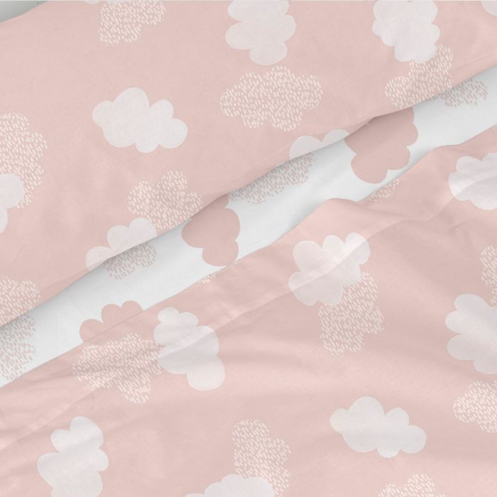 Juego de Sábanas HappyFriday Basic Kids Clouds Rosa Cama de 105 180 x 270 cm 2 Piezas 3