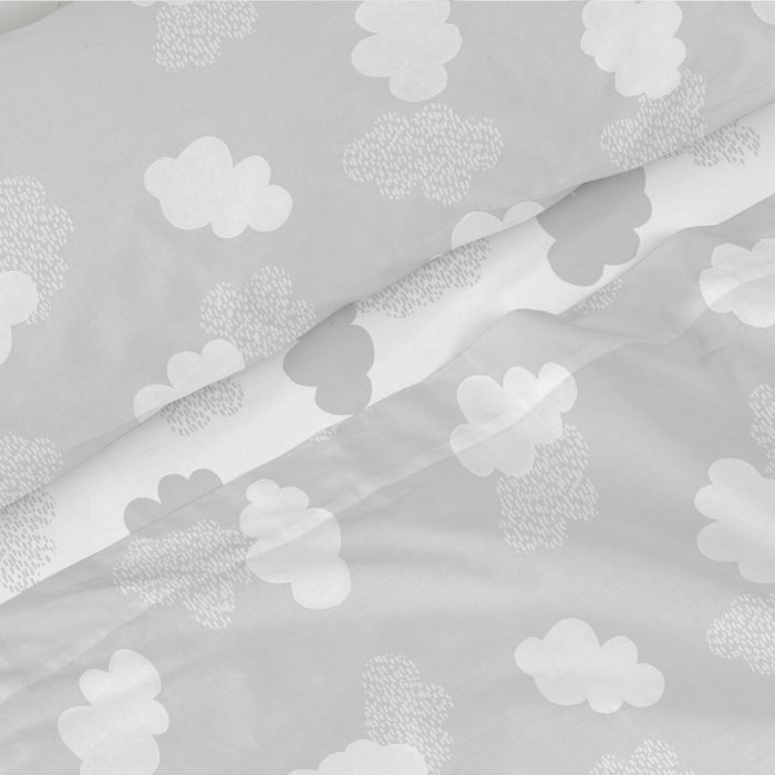 Juego de Sábanas HappyFriday Basic Kids Clouds Gris Cama de 105 180 x 270 cm 2 Piezas 3