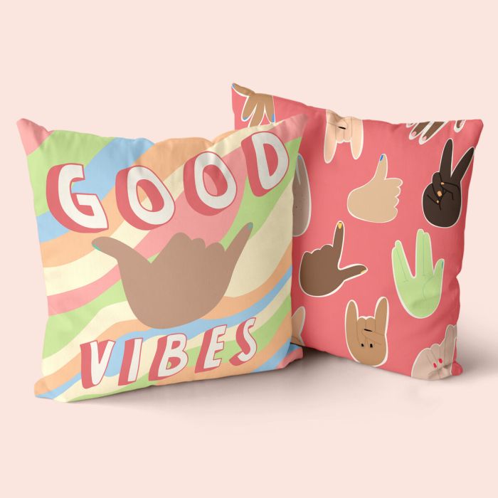 Funda de cojín HappyFriday Aware Good vibes Multicolor 50 x 50 cm 2 Piezas 4