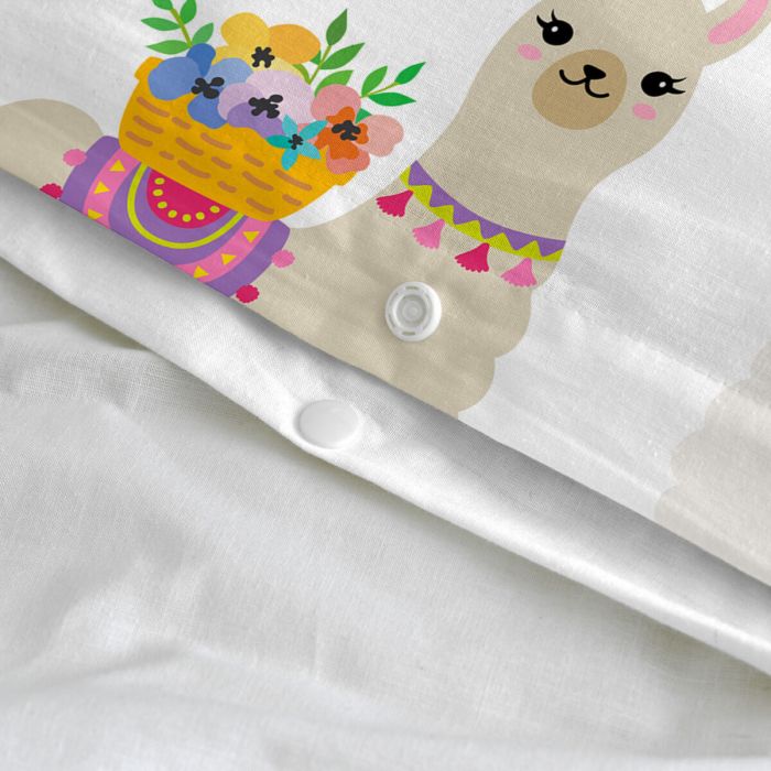 Juego de funda nórdica HappyFriday Moshi Moshi Cute Llamas Multicolor Cama de 80 2 Piezas 1