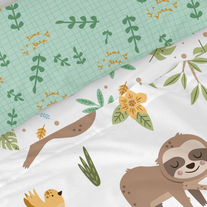 Juego de Sábanas HappyFriday Moshi Moshi Happy sloth Multicolor Cama de 80/90 2 Piezas 3