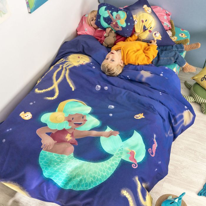 Juego de funda nórdica HappyFriday Mr Fox Happy mermaid Multicolor Cama de 105 2 Piezas 5