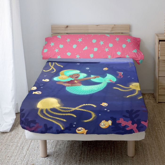 Juego de Sábanas HappyFriday Mr Fox Happy Mermaid Multicolor Cama de 105 2 Piezas 5