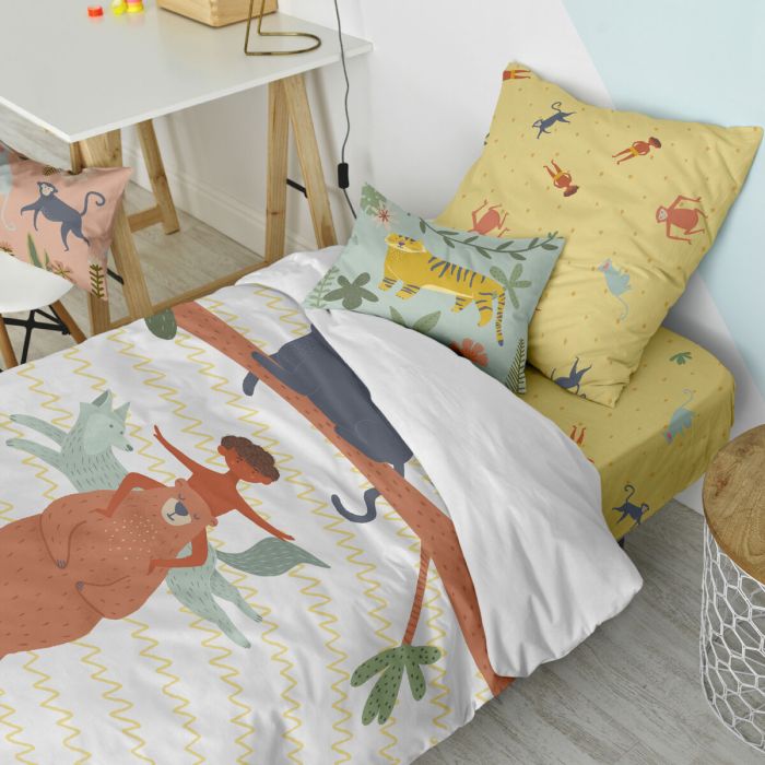 Juego de funda nórdica HappyFriday Mr Fox Jungle life Multicolor Cama de 80 2 Piezas 5