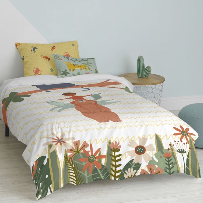 Juego de funda nórdica HappyFriday Mr Fox Jungle life Multicolor Cama de 80 2 Piezas 3