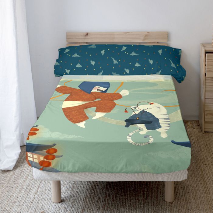 Juego de Sábanas HappyFriday Mr Fox The Warrior Multicolor Cama de 105 2 Piezas 5