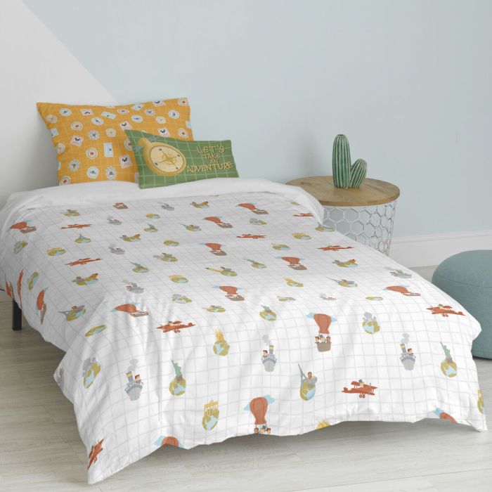 Juego de funda nórdica HappyFriday Mr Fox World trip Multicolor Cama de 80 2 Piezas 3