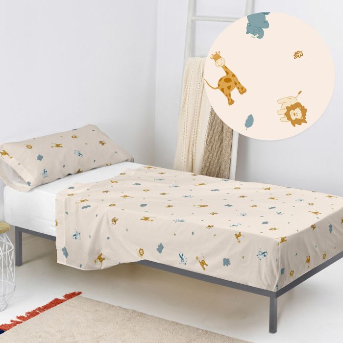 Juego de Sábanas HappyFriday HF Mini Animals Multicolor Cama de 80/90 2 Piezas 3