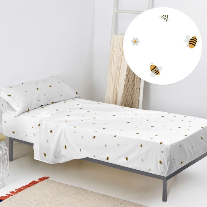 Juego de Sábanas HappyFriday HF Mini Honey Multicolor Cama de 105 2 Piezas 1