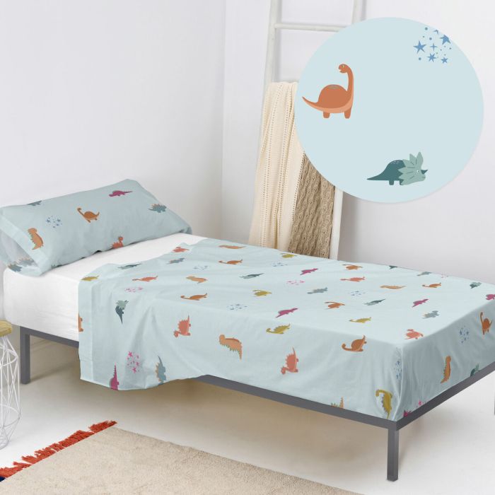 Juego de Sábanas HappyFriday HF Mini Dinosaur Multicolor Cama de 105 2 Piezas 3