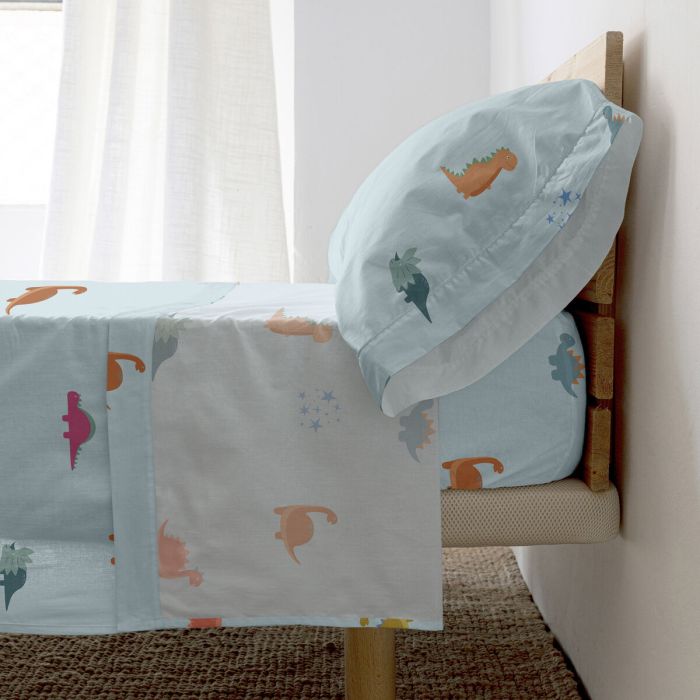 Juego de Sábanas HappyFriday HF Mini Dinosaur Multicolor Cama de 80/90 2 Piezas 2