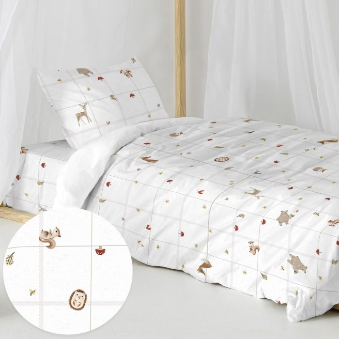 Juego de funda nórdica HappyFriday Mini Woods animals Multicolor Cama de 80 2 Piezas 4