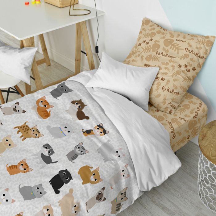 Juego de funda nórdica HappyFriday Mr Fox Cats Multicolor Cama de 80 2 Piezas 4