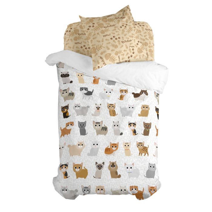 Juego de funda nórdica HappyFriday Mr Fox Cats Multicolor Cama de 80 2 Piezas