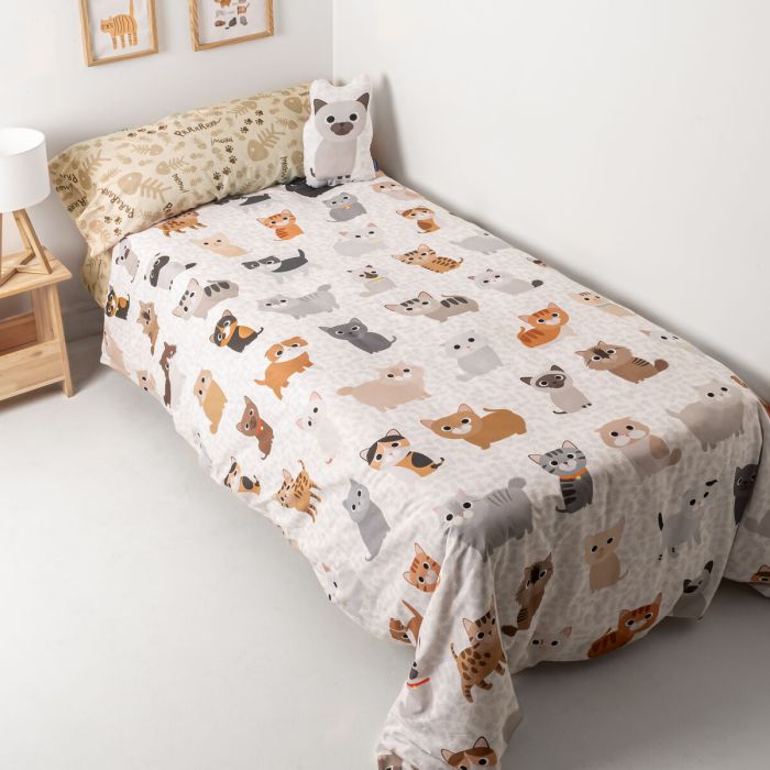 Juego de funda nórdica HappyFriday Mr Fox Cats Multicolor Cama de 80/90 2 Piezas 4