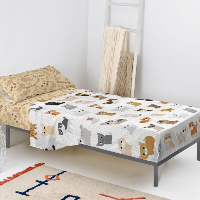 Juego de Sábanas HappyFriday Mr Fox Cats Multicolor Cama de 80/90 2 Piezas 4