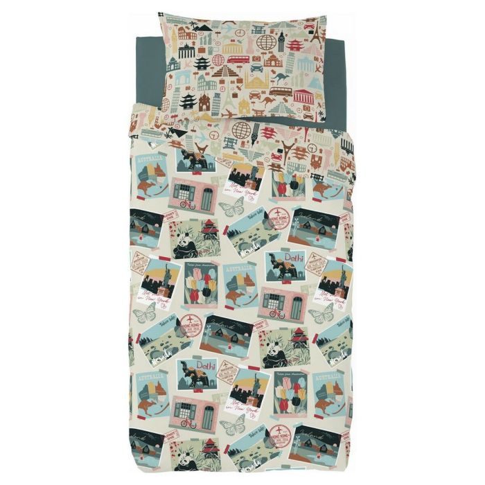 Funda Nórdica Cool Kids Postcard Cama de 80/90 150 x 220 cm Reversible Funda Nórdica Cool Kids Postcard Cama de 80/90 150 x 220 cm Reversible
