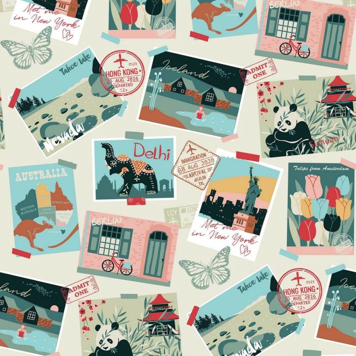 Funda Nórdica Cool Kids Postcard Cama de 80/90 150 x 220 cm Reversible 3 Funda Nórdica Cool Kids Postcard Cama de 80/90 150 x 220 cm Reversible 3