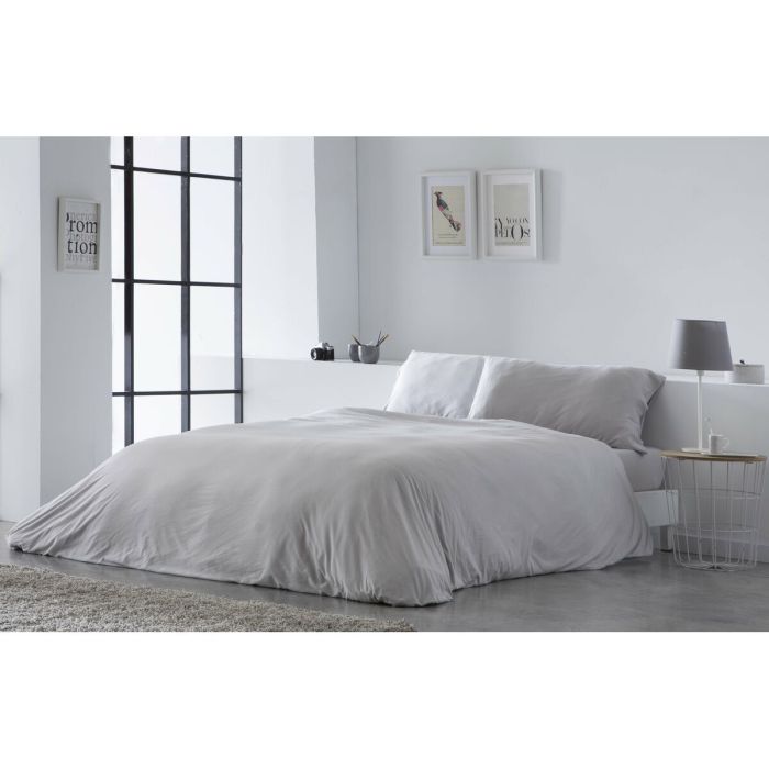 Funda Nórdica Naturals ELBA Gris claro Cama de 90 (150 x 220 cm) 2