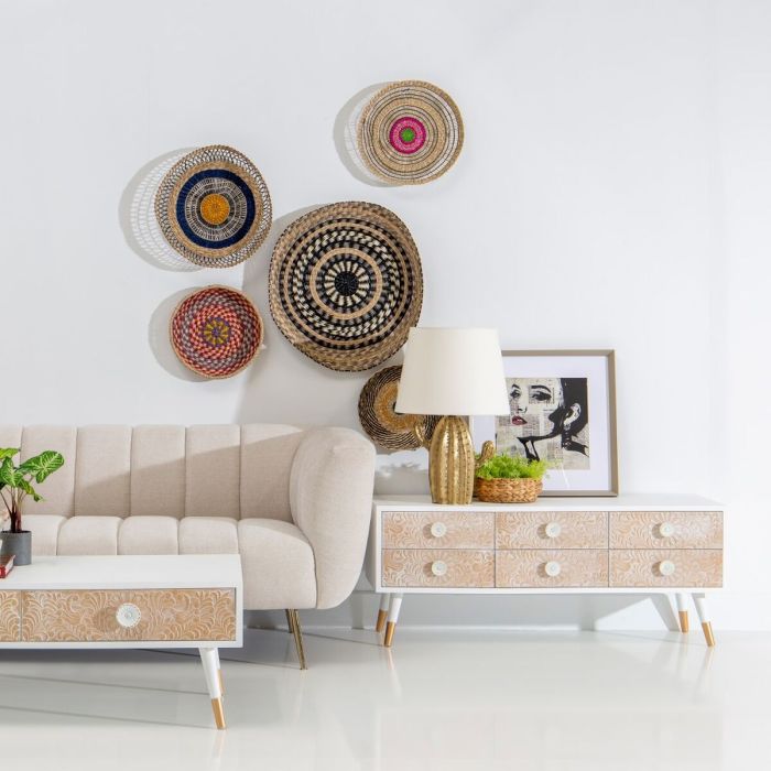 Mueble de TV KLEE 120 x 40 x 50 cm Natural Madera de pino Blanco 8